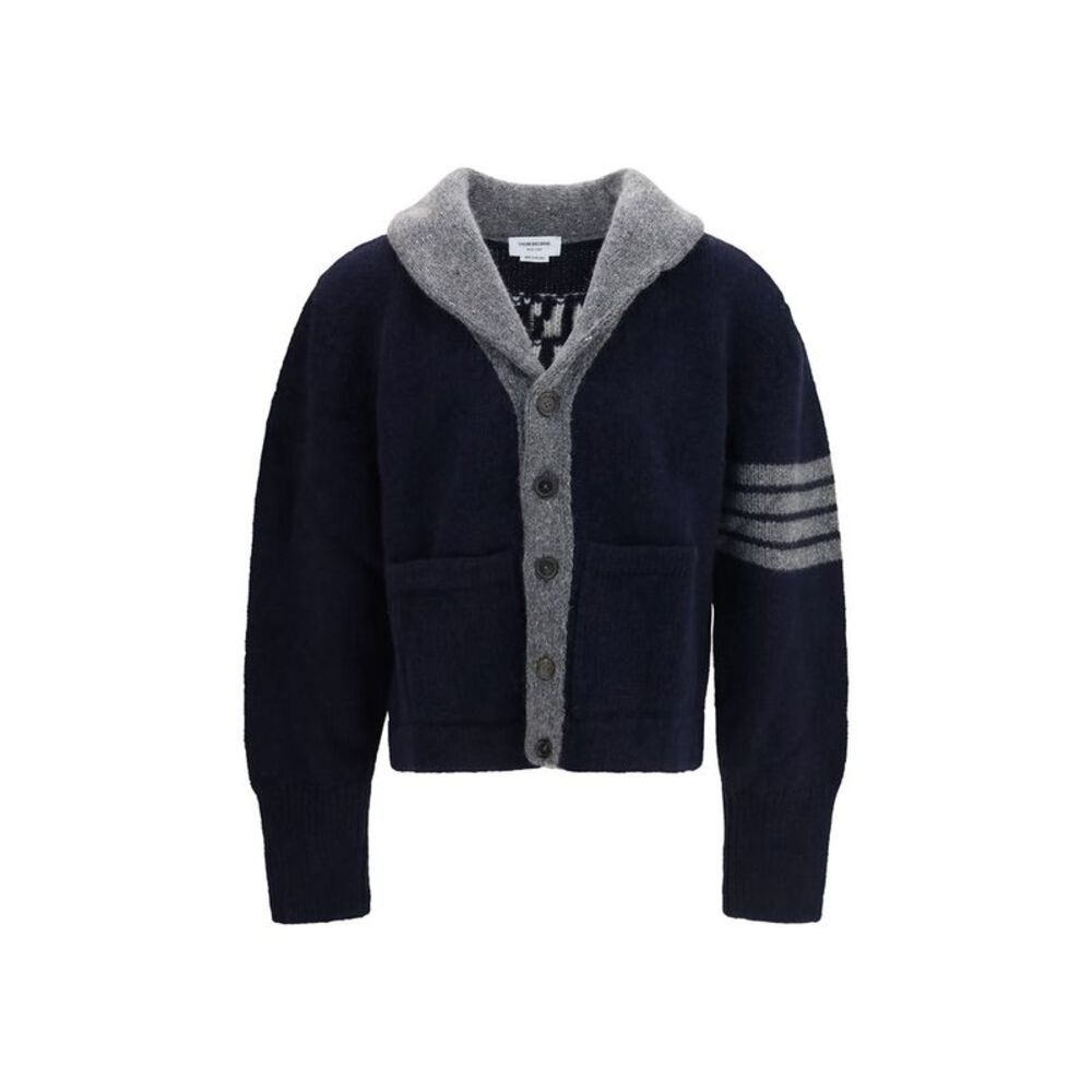 Thom Browne Blue Wool Oves Aries Men's Cardigan